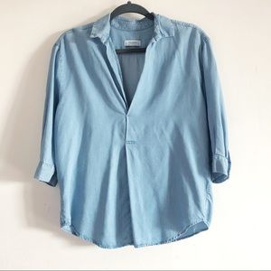 Zara Basic Denim Long Sleeve Top